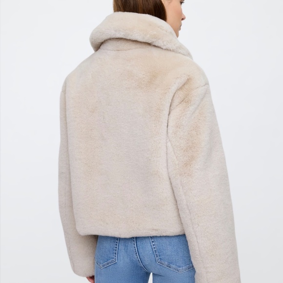 Gap Factory Relaxed Recycled Faux Fur Jacket Natural Large NWT - Picture 4 of 6